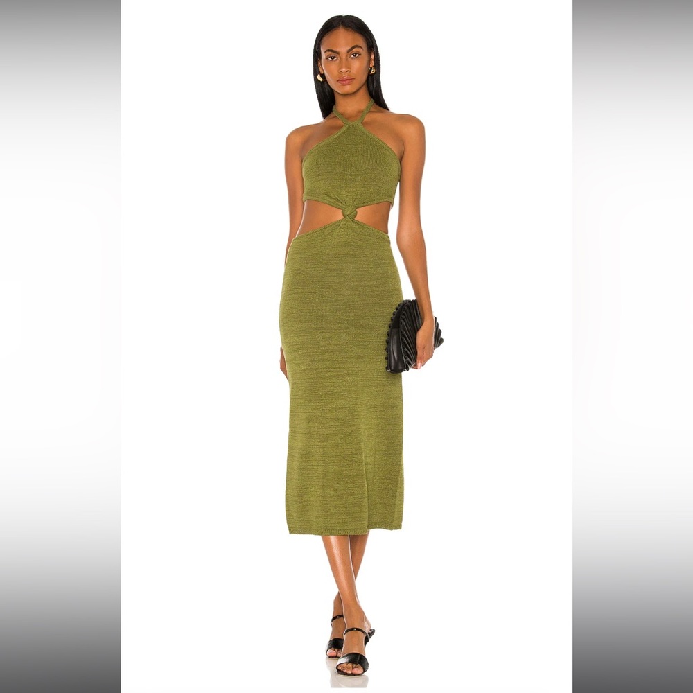 💚Cult Gaia💚Olive Green Midi Dress